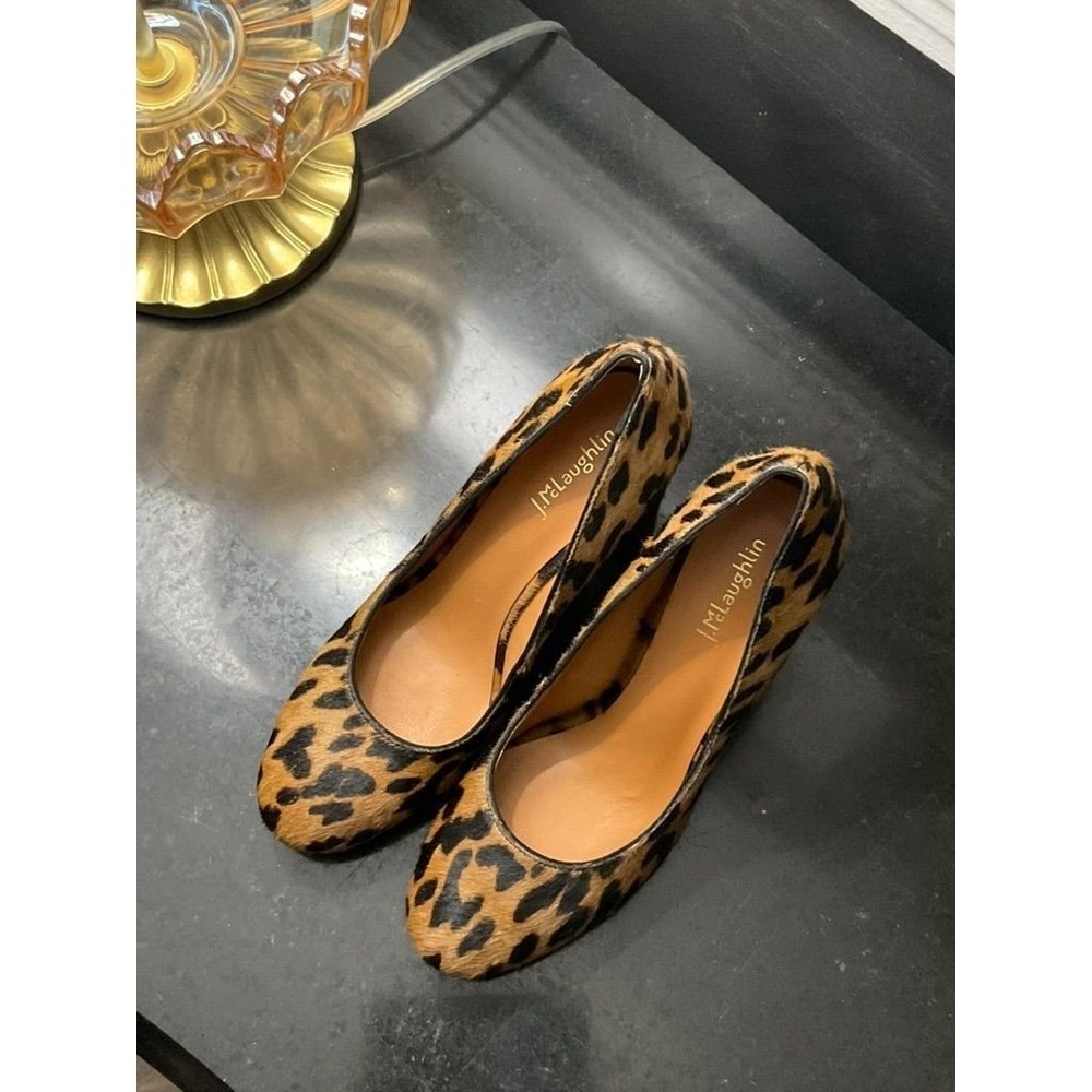 314-J.McLaughlin real cowhide leopard block heels, size-9